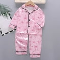 thumbnail image 1 of Ensemble de Pyjama de Noël pour Enfants Pyjamas en Satin Imprimé Enfants Filles Garçons Manches Longues Ensemble de Pyjama 2 Pcs Tenue de Noël Fille Enfants Pjs 130, 1 of 4