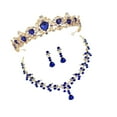 thumbnail image 4 of 1 Unidades Hermoso conjunto de aretes de collar de corona Joyas preciosas Accesorios de vestido de novia Accesorio de traje de novia para mujer Mujer (Azul), 4 of 6