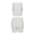 thumbnail image 5 of Women's Two Piece Casual Workout Sets Athletic Solid Color Summer Yoga Outfit 2 Piece Racerback Crop Top And High Waist Biker Shorts Tight Fit Gym Wear For Fitness Running, 5 of 8