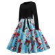 thumbnail image 4 of Navidad mujer Retro estampado Patchwork manga larga noche cuello redondo cremallera fiesta graduación vestido Vintage Fridja nbo1241, 4 of 8