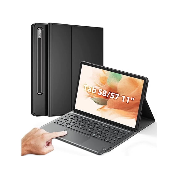 Touchpad Keyboard Case for Samsung Galaxy S8 / S7 11 inch SM-X700 X706 T870 T875 T878, Wireless Detachable Magnetic Tablet Keyboard Cover with Trackpad & S Pen Holder