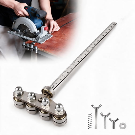 MQOALA 20in Four-Axis Positioning Calipers, Stainless Steel Adjustable Guide Rail for Circular Saw, Silver, 1 Pack, Woodworking Rip Cut Cutting Tool