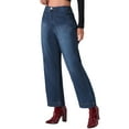 thumbnail image 4 of REFINED ATTIRE Women's Wide Leg Jeans High Waisted Stretchy Straight Leg Jeans Denim Pants XS Dark Blue, 4 of 6