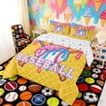 thumbnail image 3 of Erosebridal Drippy Baseball Bat & Ball Print Queen Comforter Set, Sports Monogram Bedding Comforter Set for Kids Boys and Girls, Colorful Stars Reversible 3-Piece, 1 Comforter and 2 Pillowcases, 3 of 6