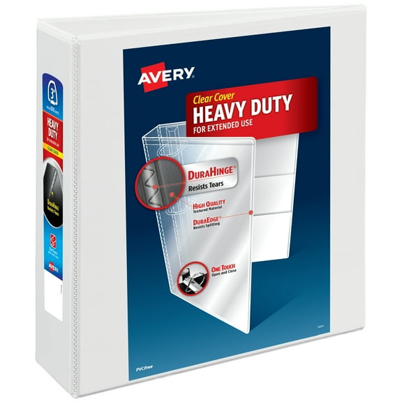 Avery Heavy-Duty View Binder, 3" EZD Rings, 1 White Binder (79193)