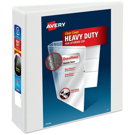 Avery Heavy-Duty View Binder, 3" EZD Rings, 1 White Binder (79193)