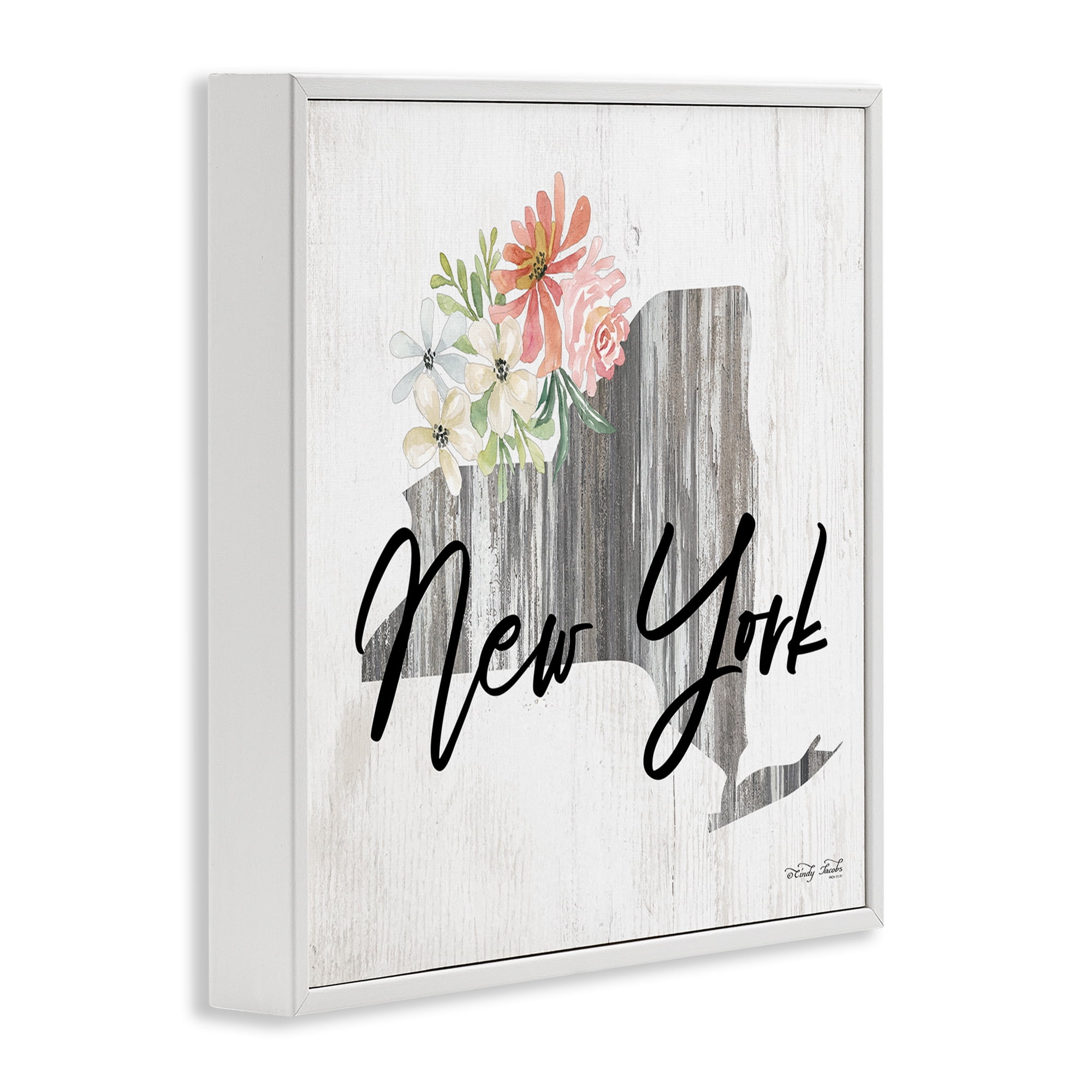 Stupell Industries Shabby Chic New York Botanical & Floral Painting White Framed Art Print Wall Art, 24 x 24