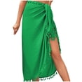 thumbnail image 2 of Up to 50% off Pitauce Beach Cover Ups for Women Solid Color Casual Tassel Long Bikini Wrap Skirt Summer Sun Protection Vacation Swimsuit Coverups on Clearance, 2 of 5