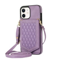 Dteck Crossbody Wallet Case for iPhone 11 with RFID Blocking Card Holder, Built-in Make-Up Mirror for Women Girl Shockproof Purse Cover with Removable Shoulder Strap 6.1 Inch, Purple