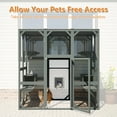 thumbnail image 5 of Pet Pens & Hutches Outdoor Cat House Wooden Catio Enclosure w/Cover- Large Cat Cage with Jump Platforms and Condos, Weatherproof, Grey, 71(L)*37(W)*71(H),Dog Pens, 5 of 9