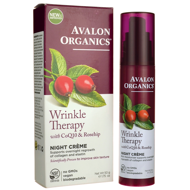Avalon Organics Wrinkle Therapy with Coq10 & Rosehip Night Creme 1.75