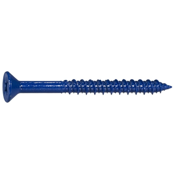 1/4" x 2-3/4" Blue Ruspert Coated Steel Phillips Flat Head Masonry Screws MNSFS-142