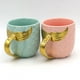 thumbnail image 5 of EeaseMX Taza creativa de sirena, de cerámica dorada perlada con asa de cola de sirena, ideal como regalo de cumpleaños o boda (rosa), 5 of 8