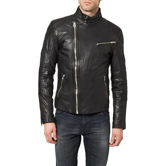 Men Black Leather Jacket Coat Motorcycle Biker Slim Fit Outwear Jackets A818