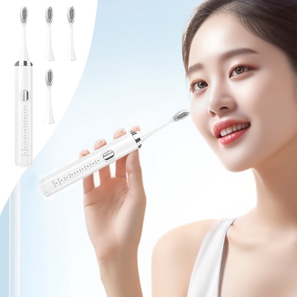 Cepillo de dientes eléctrico con 8 modos de limpieza y 4 cabezales de cepillo • 19000 trazos/min • IPX7 impermeable • USB recargable • Bajo ruido • Temporizador inteligente • Negro/rosa/blanco