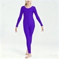 thumbnail image 3 of HAOTAGS Girls'One Piece Dance Jumpsuits, Long Sleeve Gymnastics Bodysuits for Kids Purple 7-9 Years, 3 of 8