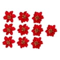 thumbnail image 3 of 10 cabezas de flores artificiales con purpurina para decoración de árbol de Navidad. Rojo, 3 of 9
