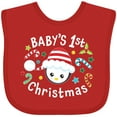 thumbnail image 3 of Inktastic Baby's 1st Christmas Cute Penguin with Candy Canes Boys or Girls Baby Bib, 3 of 4