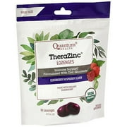 Quantum Organic TheraZinc Lozenges Immune Support for Cough Relief Elderberry Raspberry Flavor, 18 ct