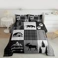 thumbnail image 2 of Manfei Woodland Moose Deer Full Size Comforter Sets, Gray Black Checkered Bedding Comforter Set, Vintage Lodge Cabin Bedding Sets, Ultra Soft Home Decor, 2 of 8