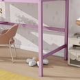 thumbnail image 4 of Twin Solid and Stable High Loft Bed, Rubber Wood Loft Bed with Safety Guardrail, Built-In Desk, Ladder (Pink), 4 of 12