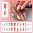 thumbnail image 5 of Summer Ocean Wave Press on Nails – 24pc – Beach Theme Acrylic Tips, Blue & White, Shell Pattern – For Tropical Getaway – 1set, 5 of 7