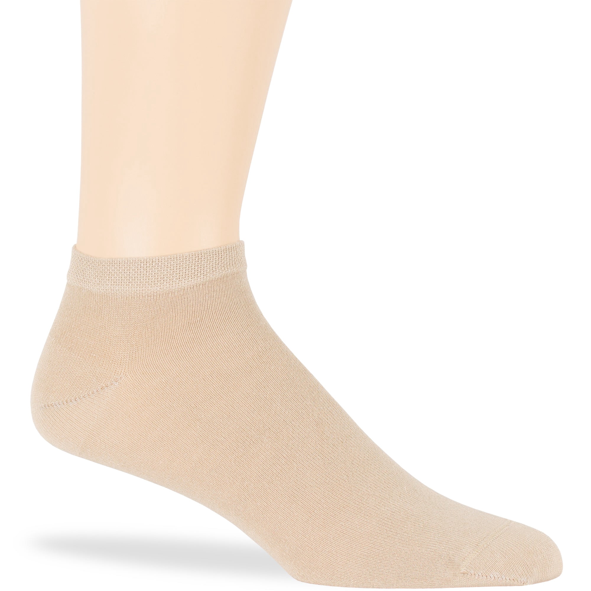 7BIGSTARS KINGDOM Men Bamboo Ankle Sock - 6 Pack - Thin Seamless Breathable Soft Solid Low Cut - Sock Size 10-13 Shoe 9-12 L Light Beige