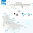 thumbnail image 3 of NALONE Chaise Lounge Set of 2 Outdoor with 5-Position Adjustable Backrest, HDPE Lounge Chair for Outside Supports Up to 400 LBS, Pool Lounge Chairs for Patio Poolside Deck Beach Backyard(White), 3 of 8