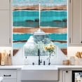 thumbnail image 4 of Abstract Turquoise Swag Curtain Valance for Windows, Brown Ombre Vintage Wood Grain Window Treatments Short Swag Topper for Kitchen Windows Bathroom Bedroom, 36"x36", 4 of 8