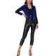 thumbnail image 2 of Chaqueta de motociclista recortada de terciopelo con solapa de pico y cremallera para mujer INSPIRE CHIC XS Azul Real, 2 of 5