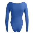 thumbnail image 5 of Womens Long Sleeve Rib Knit Bodysuit Round Neck Solid Color Funny Ribbed One Piece Romper Onesies Bodycon Tops (Medium, Blue), 5 of 5
