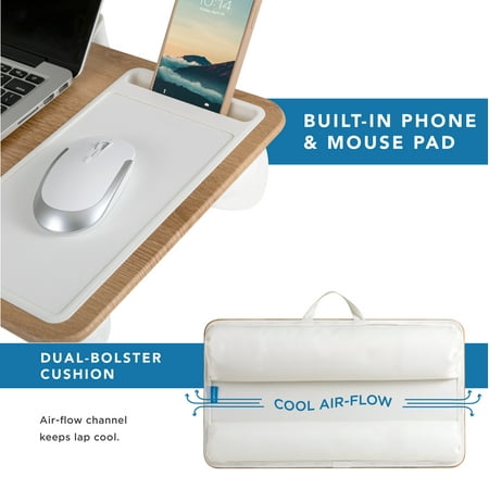 LapGear - Home Office Lap Desk (Fits up to 15" Laptop) - White Oak Woodgrain
