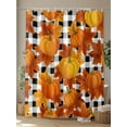 thumbnail image 4 of Fsddascl Orange Fall Shower Curtain Set - Long 72" x 84" Washable Bathtub Curtain with 12 Hooks, Pumpkins Thanksgiving Maple Leaf Plaid Waterproof Fabric Stall Shower Curtains for Bathroom/Bathtub, 4 of 6