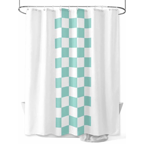 Shower Curtain Green Check Plaid Bathroom Curtains with Hooks, Waterproof Fabric Buffalo Farmhouse Style Pattern Bath Shower Curtains Set for Bathroom Bathtubs Decor 36x72 Inch