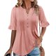 thumbnail image 2 of Eres Más Que una Camisa de Puntuación de Prueba Sexy de Manga Corta Lentejuelas Suelta Camisa de Blusa con Cuello en V, Poliéster, 2 of 9