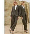 thumbnail image 2 of DARING DIVA Women's Houndstooth Plaid Blazer Business Suit Jacket 2XL Brown, 2 of 6
