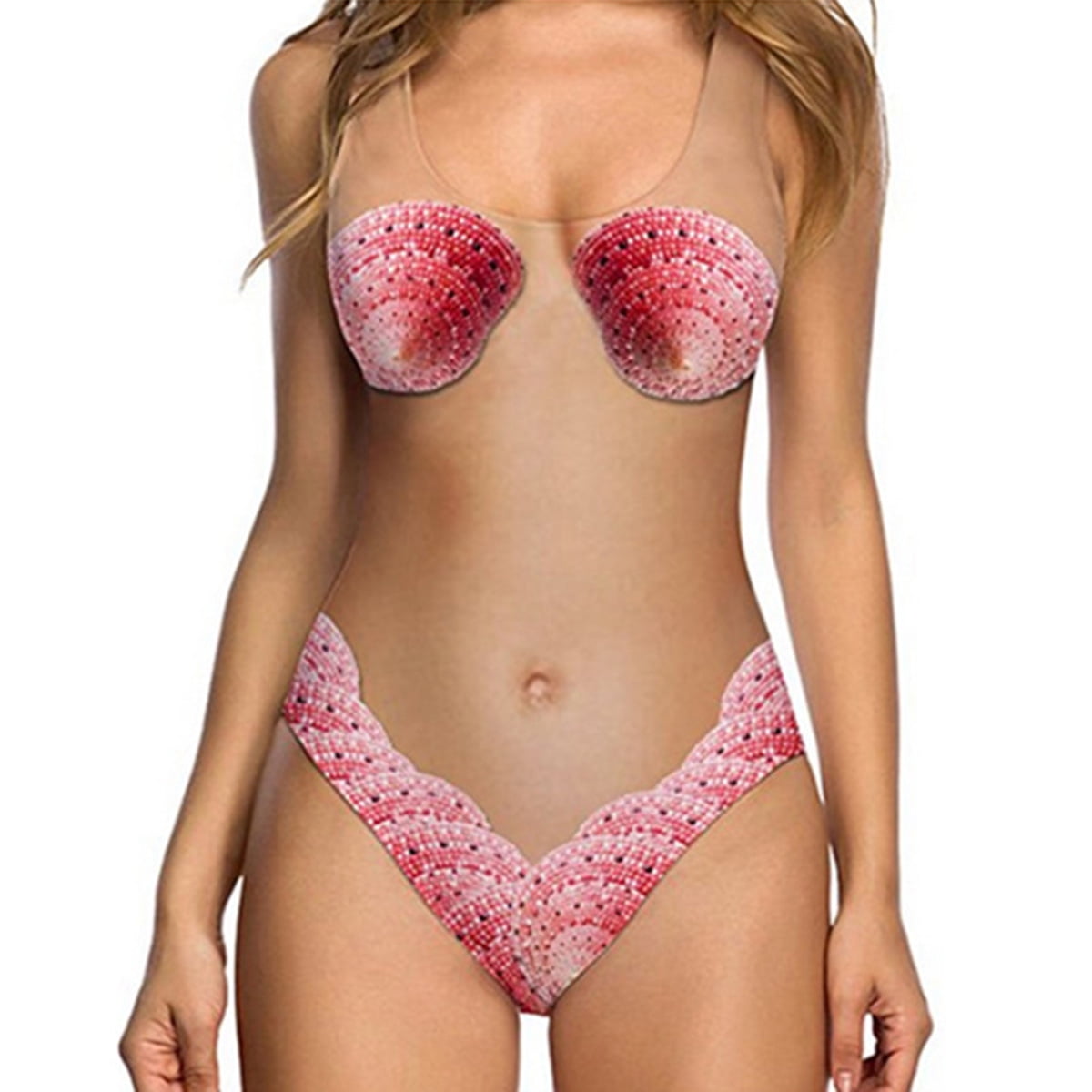 Zeggen bidden helling Women's One Piece Sexy 3D Fake Bikini Print Funny Swimsuits Bathing Suit  Swimwear Beachwear - Walmart.com