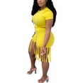 thumbnail image 3 of ITFABS Sports Outfits Short Sleeve Knot Crop Top + Fringe Fifth Pants, 3 of 9