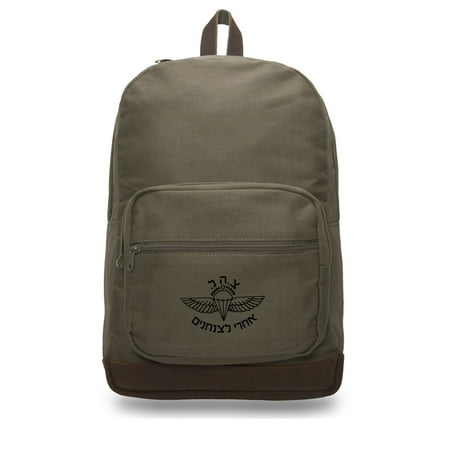 ISRAELI Paratrooper Canvas Teardrop Backpack with Leather Bottom