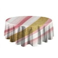 thumbnail image 5 of Pink White Gold Marble Pattern Round Tablecloth 60"x60",Wrinkle Wipeable Table Cloth for Kitchen Dining Room Picnic Patio Party, 5 of 6