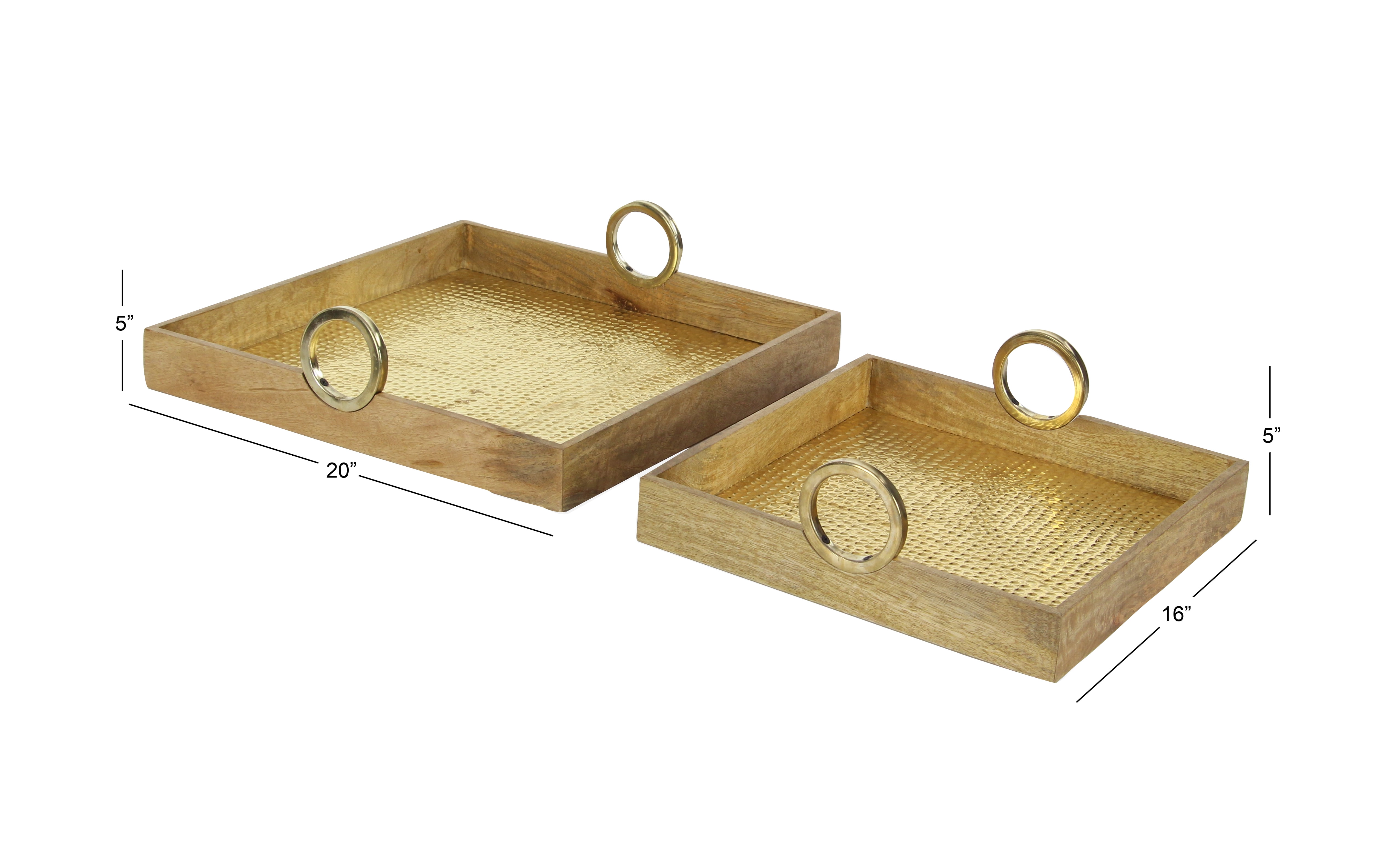 Decmode Traditional 16 And 20 Inch Rectangular Wood Br Inch Rectangular Wood And Br