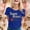 Blue, variant on Women Tshirts Letter Graphic Short Sleeve Crewneck Bride Top Womens Blouses Army Green XL