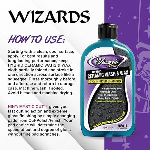 Wizards Products Select Hybrid Ceramic Car Wash & Wax Car Wash Soap Car Cleaning Kit, 16 fl oz