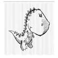 thumbnail image 2 of Ambesonne Sketch Art Shower Curtain, Funny Little Dinosaur, 69"Wx84"L, Charcoal Grey White, 2 of 4