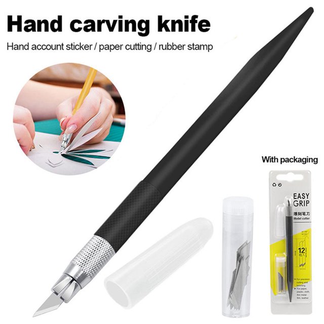 Pluma De Talla Cuchillo para tallar bricolaje, herramienta de corte para manualidades, hoja, cortador de papel, fabricación (negro) Wdftyju Libre de BPA