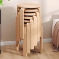 thumbnail image 5 of Stackable Stools, Bentwood Stools, Nesting Chairs&nbsp;Set of 4 Round Backless School and Kitchen Stools, Anti-Slip Felt Pad, Natural, 18 Inch Height, Space-Saving Design, 5 of 10