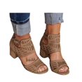 thumbnail image 4 of Crystal Open Toe Sandal - Women Ankle Strap Chunky Heel Sandals Cut Out Peep Toe Block Heel Sandals Summer Beach Party High Heeled Sandals, 4 of 4
