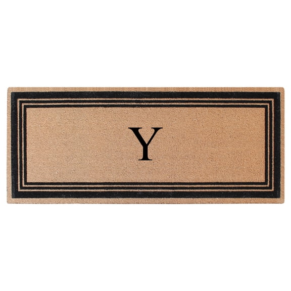 A1HC Natural Coir Flock Monogrammed Door Mat for Front Door, 24x57, Anti-Shed Treated Durable Doormat Outdoor Entrance, Heavy Duty, Thin Profile, Easy to Clean, Long Lasting, Front Door Entry Doormat