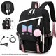 thumbnail image 4 of Kpop BTS Mochila con cable de audio USB puerto de carga coreano casual mochila portátil bolsa univer blanco, 4 of 8