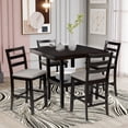 thumbnail image 1 of 5-Piece Wooden Counter Height Dining Set with Padded Chairs and Storage Shelving, Espresso, 1 of 10